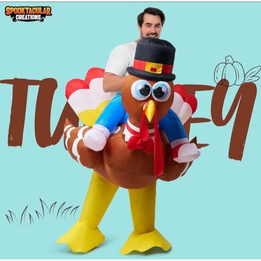 Thanksgiving Ride A Turkey Inflatable Adult Costume Blow Up New Halloween Party - Picture 2 of 4
